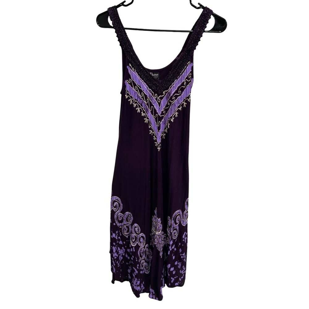 Purple Sleeveless Embroidered Bohemian Whimsigoth Witchycore Dress